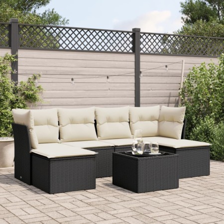 Garten-Essgruppe 7-teilig mit schwarzen Polstern aus synthetischem Rattan von , Gartensets - Ref: Foro24-3249855, Preis: 414,...