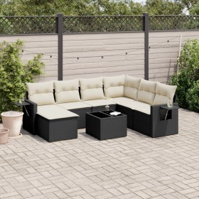 8-teiliges Gartensofa-Set und Kissen aus schwarzem Kunststoff-Rattan. von , Gartensets - Ref: Foro24-3252843, Preis: 489,06 €...