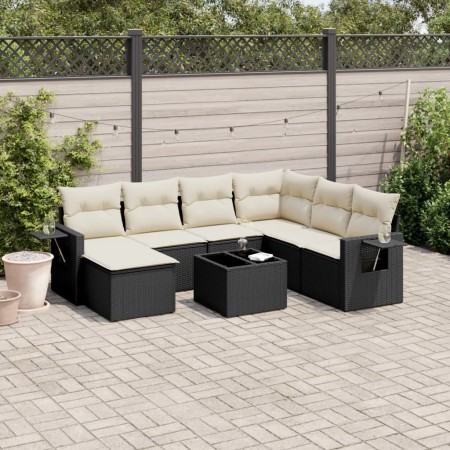 8-teiliges Gartensofa-Set und Kissen aus schwarzem Kunststoff-Rattan. von , Gartensets - Ref: Foro24-3252843, Preis: 502,04 €...