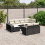 Gartensofagarnitur 11-teilig mit schwarzen Polstern aus synthetischem Rattan. von , Modulare Sofas für den Außenbereich - Ref...