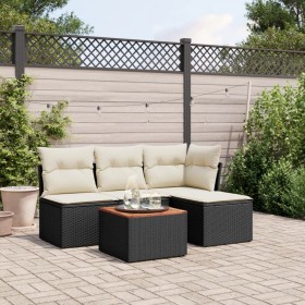 Set de muebles de jardín 5 pzas y cojines ratán sintético negro by , Garden sets - Ref: Foro24-3255923, Price: 261,81 €, Disc...