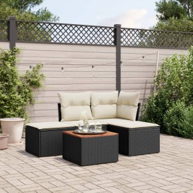 Set de muebles de jardín 5 pzas y cojines ratán sintético negro by , Garden sets - Ref: Foro24-3255916, Price: 272,17 €, Disc...