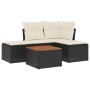 Set de muebles de jardín 5 pzas y cojines ratán sintético negro von , Gartensets - Ref: Foro24-3255916, Preis: 272,17 €, Raba...