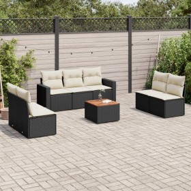 8-teiliges Gartensofa-Set mit schwarzen Polstern aus synthetischem Rattan. von , Gartensets - Ref: Foro24-3256406, Preis: 441...