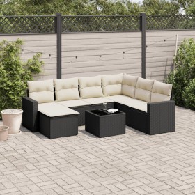 8-teiliges Gartensofa-Set und Kissen aus schwarzem Kunststoff-Rattan. von , Modulare Sofas für den Außenbereich - Ref: Foro24...