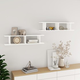 Wall shelves 2 units plywood white 90x18x20 cm by , Shelves and shelves - Ref: Foro24-807196, Price: 31,48 €, Discount: %