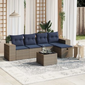 Gartenmöbel-Set 6-teilig mit grauen Polstern aus synthetischem Rattan von , Gartensets - Ref: Foro24-3264406, Preis: 419,63 €...