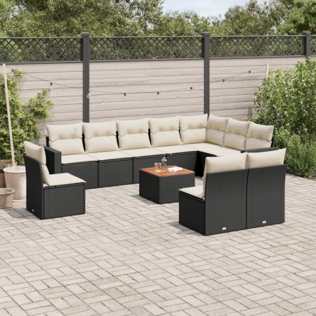 Gartensofagarnitur 11-teilig mit schwarzen Polstern aus synthetischem Rattan. von , Gartensets - Ref: Foro24-3256504, Preis: ...