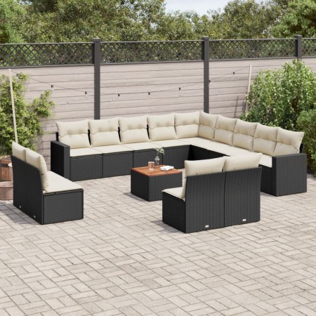 Set de sofás de jardín y cojines 14 pzas ratán sintético negro von , Gartensets - Ref: Foro24-3256707, Preis: 771,12 €, Rabat...