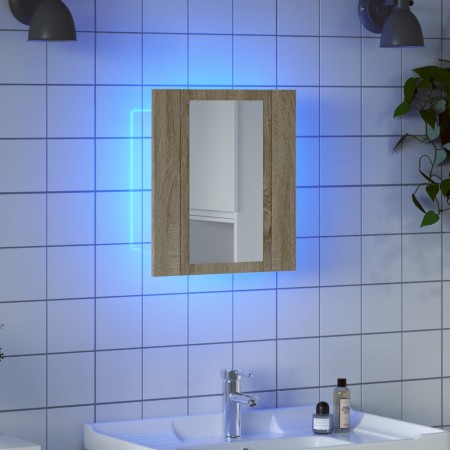 Espejo mueble de baño con luz LED roble Sonoma 40x12x45 cm de , Tocadores de baño - Ref: Foro24-856277, Precio: 49,73 €, Desc...