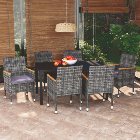 Set de muebles jardín 7 pzas con cojines ratán sintético gris by , Garden sets - Ref: Foro24-3095030, Price: 601,43 €, Discou...