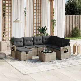 Garden sofa set 8 pieces and gray synthetic rattan cushions by , Garden sets - Ref: Foro24-3263846, Price: 572,20 €, Discount: %