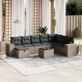 Garden furniture set 9 pieces and gray synthetic rattan cushions by , Garden sets - Ref: Foro24-3264526, Price: 617,25 €, Dis...