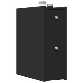 Narrow bathroom cabinet with wheels, engineered wood, black by , Lockers and storage cabinets - Ref: Foro24-855287, Price: 78...