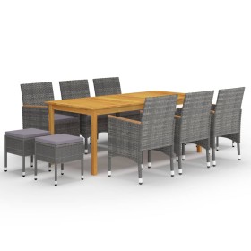 Juego de comedor de jardín de 11 piezas gris de , Conjuntos de jardín - Ref: Foro24-3067876, Precio: 743,04 €, Descuento: %