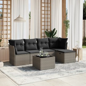 Gartenmöbel-Set 6-teilig mit grauen Polstern aus synthetischem Rattan von , Gartensets - Ref: Foro24-3263146, Preis: 383,16 €...