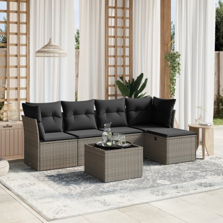 Set de muebles de jardín 6 pzas y cojines ratán sintético gris by , Garden sets - Ref: Foro24-3263146, Price: 369,58 €, Disco...