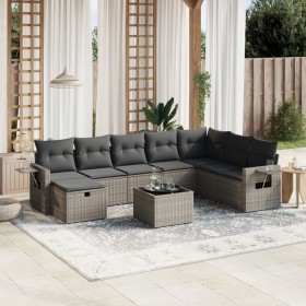 Garden furniture set 9 pieces and gray synthetic rattan cushions by , Garden sets - Ref: Foro24-3263906, Price: 632,25 €, Dis...