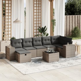 Garden sofa set 8 pieces and gray synthetic rattan cushions by , Garden sets - Ref: Foro24-3264466, Price: 559,42 €, Discount: %