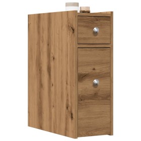 Narrow oak artisan wooden bathroom cabinet with wheels by , Lockers and storage cabinets - Ref: Foro24-855294, Price: 76,04 €...