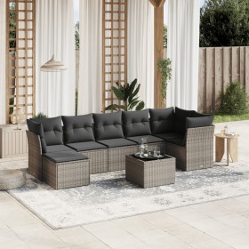 Gartensofa-Set, 8-teilig, mit grauen Kissen aus synthetischem Rattan von , Gartensets - Ref: Foro24-3263206, Preis: 532,45 €,...