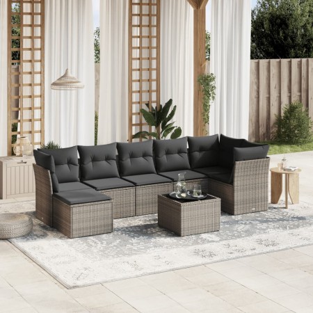 Set de sofás de jardín 8 pzas y cojines ratán sintético gris by , Garden sets - Ref: Foro24-3263206, Price: 512,48 €, Discoun...