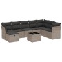 Garden furniture set 9 pieces and gray synthetic rattan cushions by , Garden sets - Ref: Foro24-3263286, Price: 578,40 €, Dis...