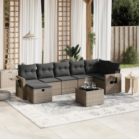 Garden sofa set 8 pieces and gray synthetic rattan cushions by , Garden sets - Ref: Foro24-3263826, Price: 572,20 €, Discount: %