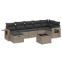 Garden sofa set 8 pieces and gray synthetic rattan cushions by , Garden sets - Ref: Foro24-3263826, Price: 539,96 €, Discount: %