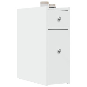 Narrow bathroom cabinet with wheels, engineered wood, white by , Lockers and storage cabinets - Ref: Foro24-855286, Price: 78...