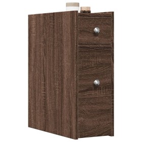 Narrow brown oak wood bathroom cabinet with wheels by , Lockers and storage cabinets - Ref: Foro24-855292, Price: 78,07 €, Di...