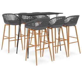 High table and 7-piece black and gray bar stools by , Furniture sets for kitchens and dining rooms - Ref: Foro24-3057394, Pri...