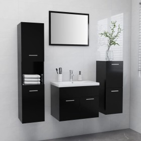 Conjunto de muebles de baño madera contrachapada negro by , Bathroom furniture - Ref: Foro24-3070911, Price: 165,64 €, Discou...