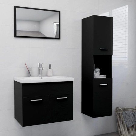 Juego de muebles de baño madera de ingeniería negro de , Muebles de baño - Ref: Foro24-3071406, Precio: 277,78 €, Descuento: %