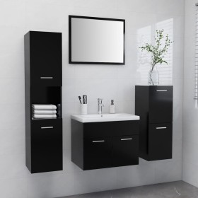 Engineered wood black bathroom furniture set by , Bathroom furniture - Ref: Foro24-3071361, Price: 322,39 €, Discount: %