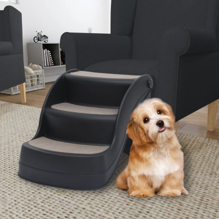 Folding black 3-step dog ladder by , Pet Steps and Ramps - Ref: Foro24-171173, Price: 50,34 €, Discount: %