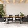 Garden table with acacia wood surface and black rattan, 190x80x75cm. by , Garden tables - Ref: Foro24-365600, Price: 220,10 €...