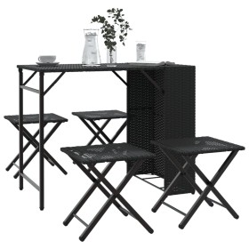 Folding 5-piece black PE rattan garden dining set by , Garden sets - Ref: Foro24-365944, Price: 162,18 €, Discount: %