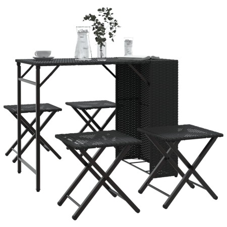 Folding 5-piece black PE rattan garden dining set | Foro24|Onlineshop| Casa, Jardín y Más Foro24.es