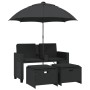 Garden sofa 2 seats with umbrella and black PE rattan stools by , Outdoor sofas - Ref: Foro24-365883, Price: 235,38 €, Discou...