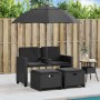 Garden sofa 2 seats with umbrella and black PE rattan stools by , Outdoor sofas - Ref: Foro24-365883, Price: 235,38 €, Discou...