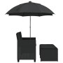 Garden sofa 2 seats with umbrella and black PE rattan stools by , Outdoor sofas - Ref: Foro24-365883, Price: 235,38 €, Discou...