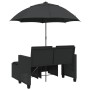 Garden sofa 2 seats with umbrella and black PE rattan stools by , Outdoor sofas - Ref: Foro24-365883, Price: 235,38 €, Discou...