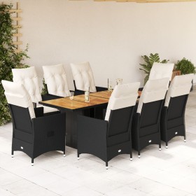 Set de comedor de jardín 9 pzas y cojines ratán sintético negro de , Conjuntos de jardín - Ref: Foro24-3276690, Precio: 1,00 ...