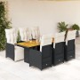 Set de mesa y sillas de jardín 7 pzas y cojines ratán PE negro de , Conjuntos de jardín - Ref: Foro24-3277133, Precio: 994,64...