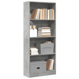 Engineered wood gray concrete shelf 60x24x143 cm