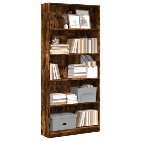 Engineered wood smoked oak bookshelf 80x24x176 cm by , Bookcases and shelves - Ref: Foro24-857857, Price: 77,31 €, Discount: %