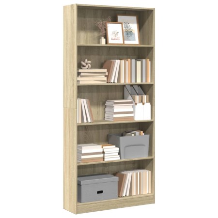 Estantería de madera de ingeniería roble Sonoma 80x24x176 cm de , Librerías y estanterías - Ref: Foro24-857855, Precio: 77,23...