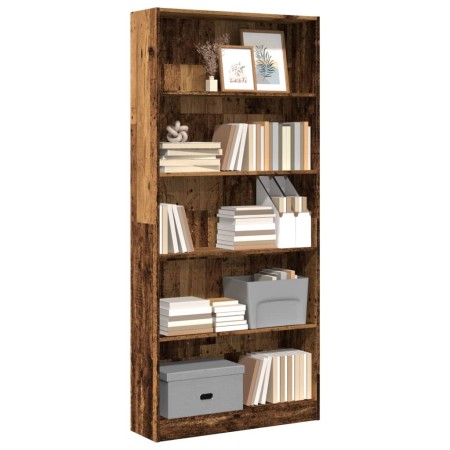 Engineered wood bookshelf in aged color, 80x24x176 cm by , Bookcases and shelves - Ref: Foro24-857860, Price: 77,23 €, Discou...