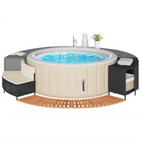 Whirlpool-Badewannenrand aus Akazienholz und schwarzem synthetischem Rattan. von , Pool- und Spa-Zubehör - Ref: Foro24-365614...